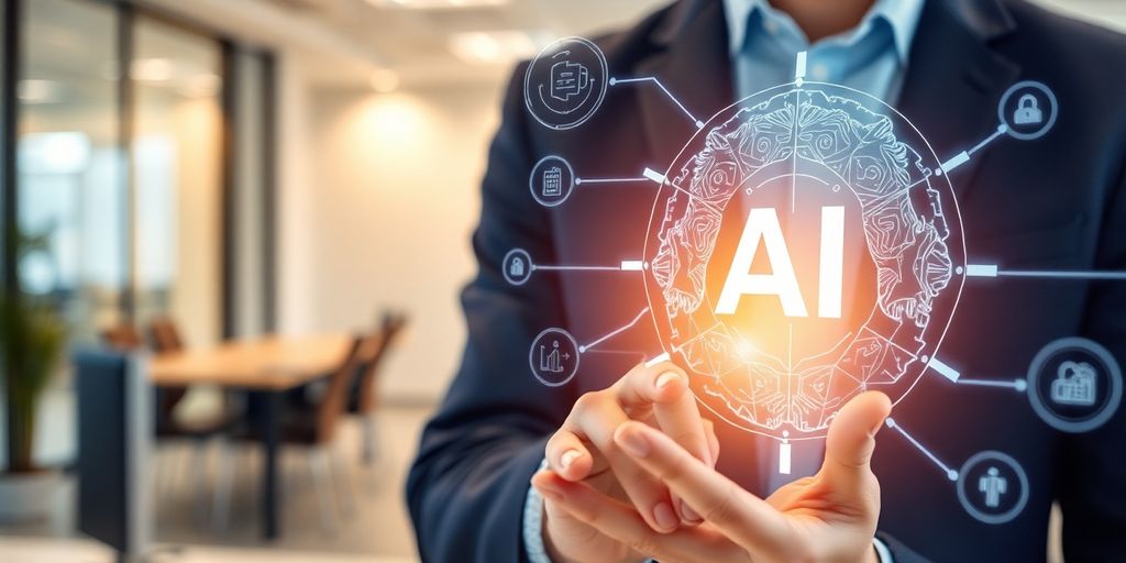 Interacción profesional con tecnología de inteligencia artificial.