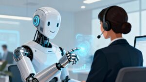 IA ayudando a agente de atención al cliente.